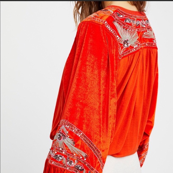 NEW Free people hearts a flame top in orange small - Picture 3 of 8